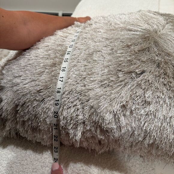 Luxurious Gray Faux Fur Pillow - Picture 6 of 6